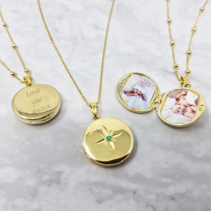 18ct Gold Vermeil Plated Birthstone Locket Necklace