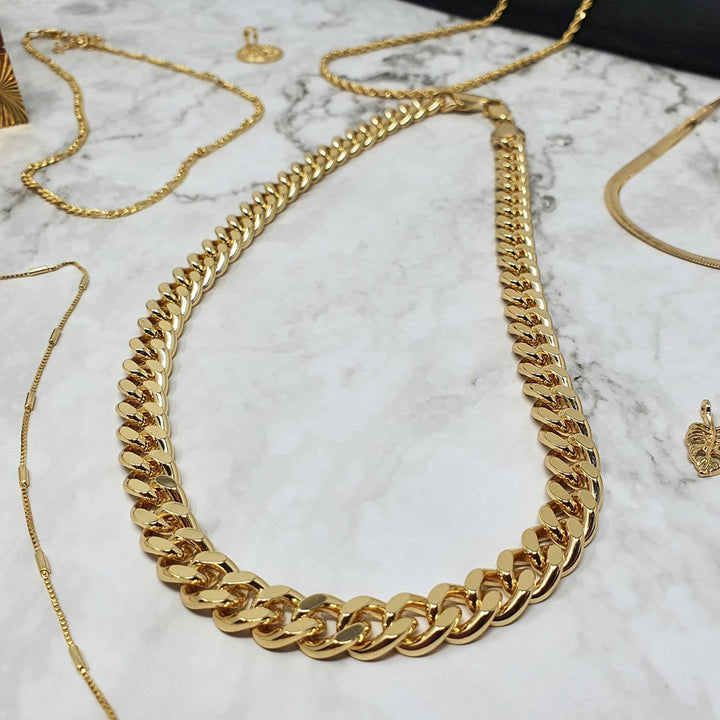 18k gold filled, 9mm wide, 18" long cuban chain