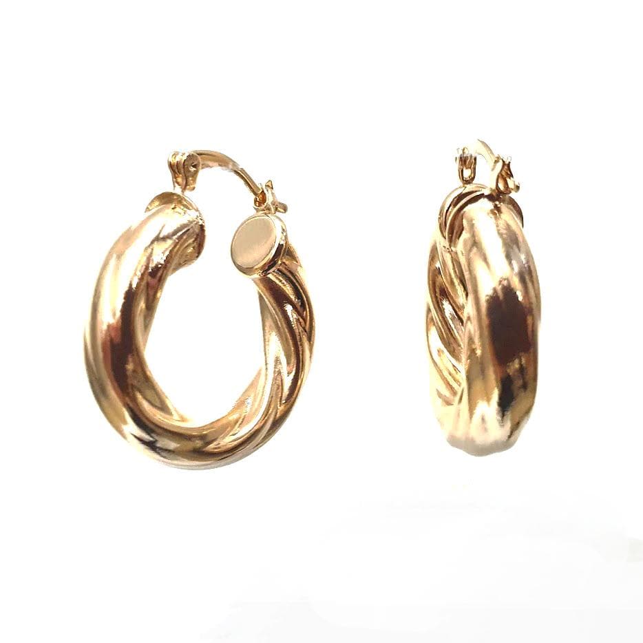 18k Gold Brush Hoop Earrings