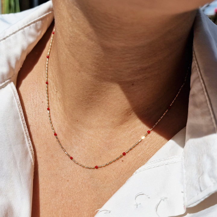 Felicia Rouge Beaded Necklace