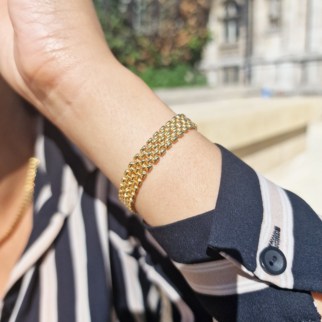 Chiara Woven Mesh Gold Bracelet
