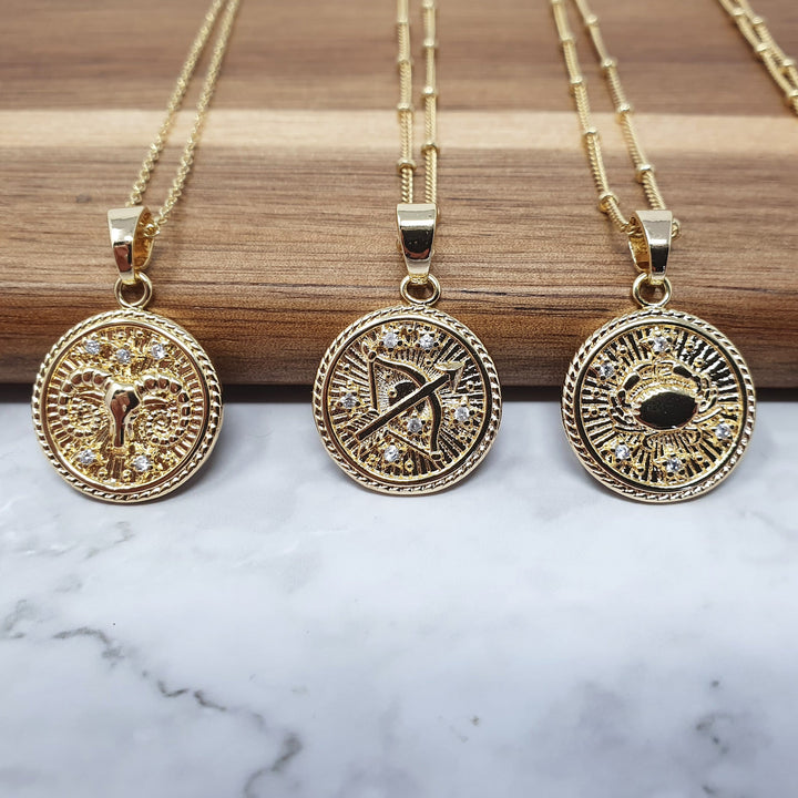 18k gold filled, 1 inch, zodiac pendant charms