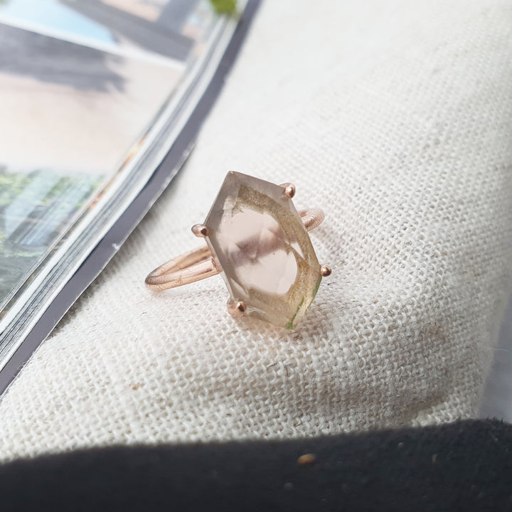 Statement Pink Morganite Gemstone Crystal RIng