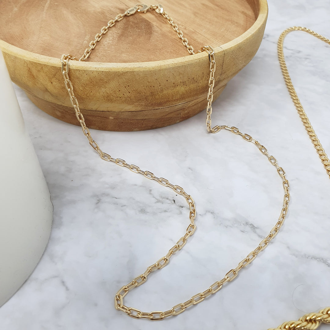 18k Gold Women's adjustable oval paperclip chain