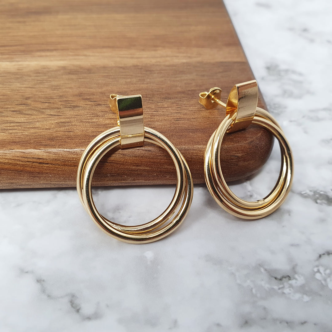 18k gold filled, duel women's hoop earrings