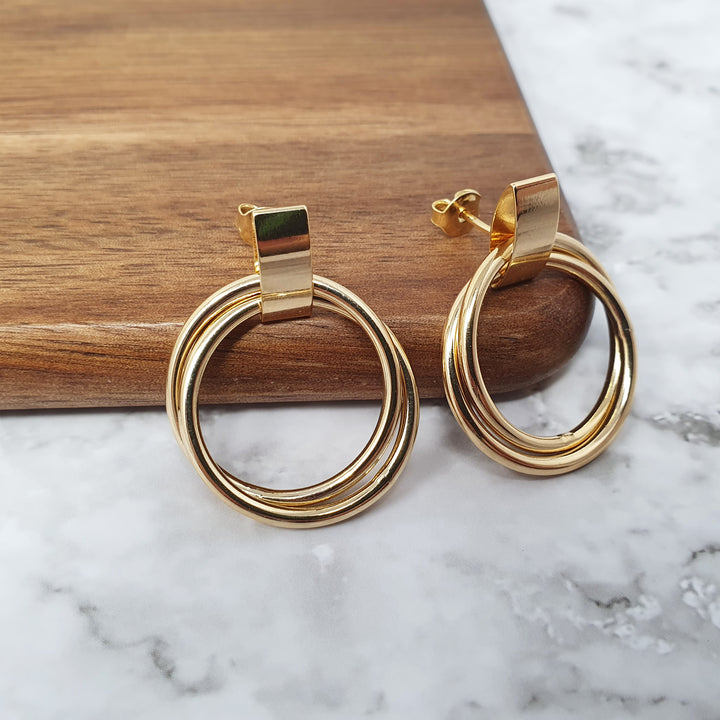18k gold filled, duel women's hoop earrings