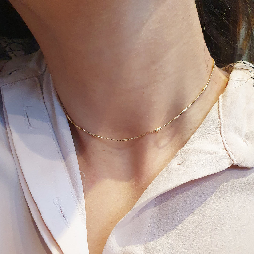 18k gold filled, 1mm wide, 15" long choker chain