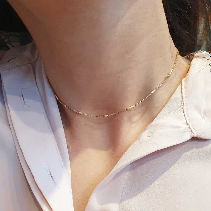 18k gold filled, 1mm wide, 15" long choker chain
