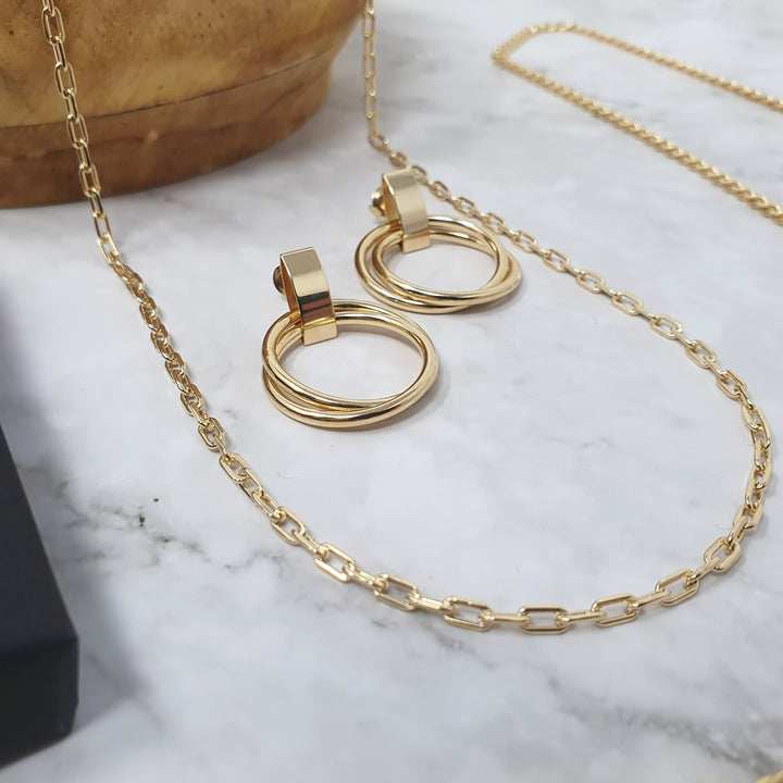 18k gold filled, duel women's hoop earrings