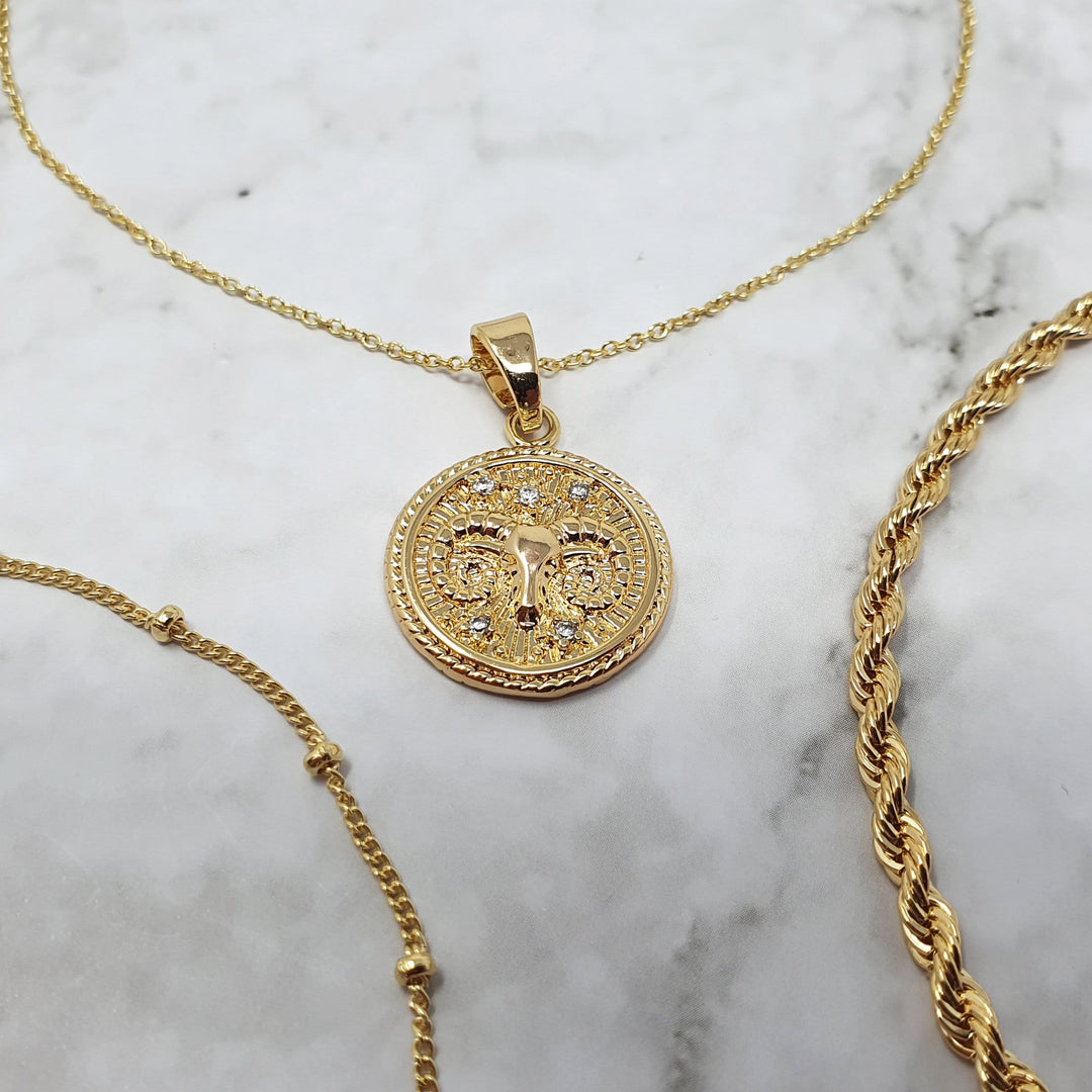 18k gold Aries zodiac pendant charms