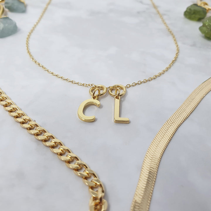 18k Gold Alpha Initial Pendant Charms - C & L