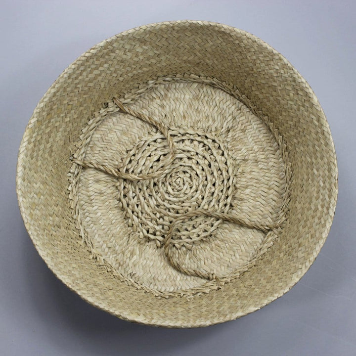 Hoa - Folding Beige Seagrass Belly Picnic Basket