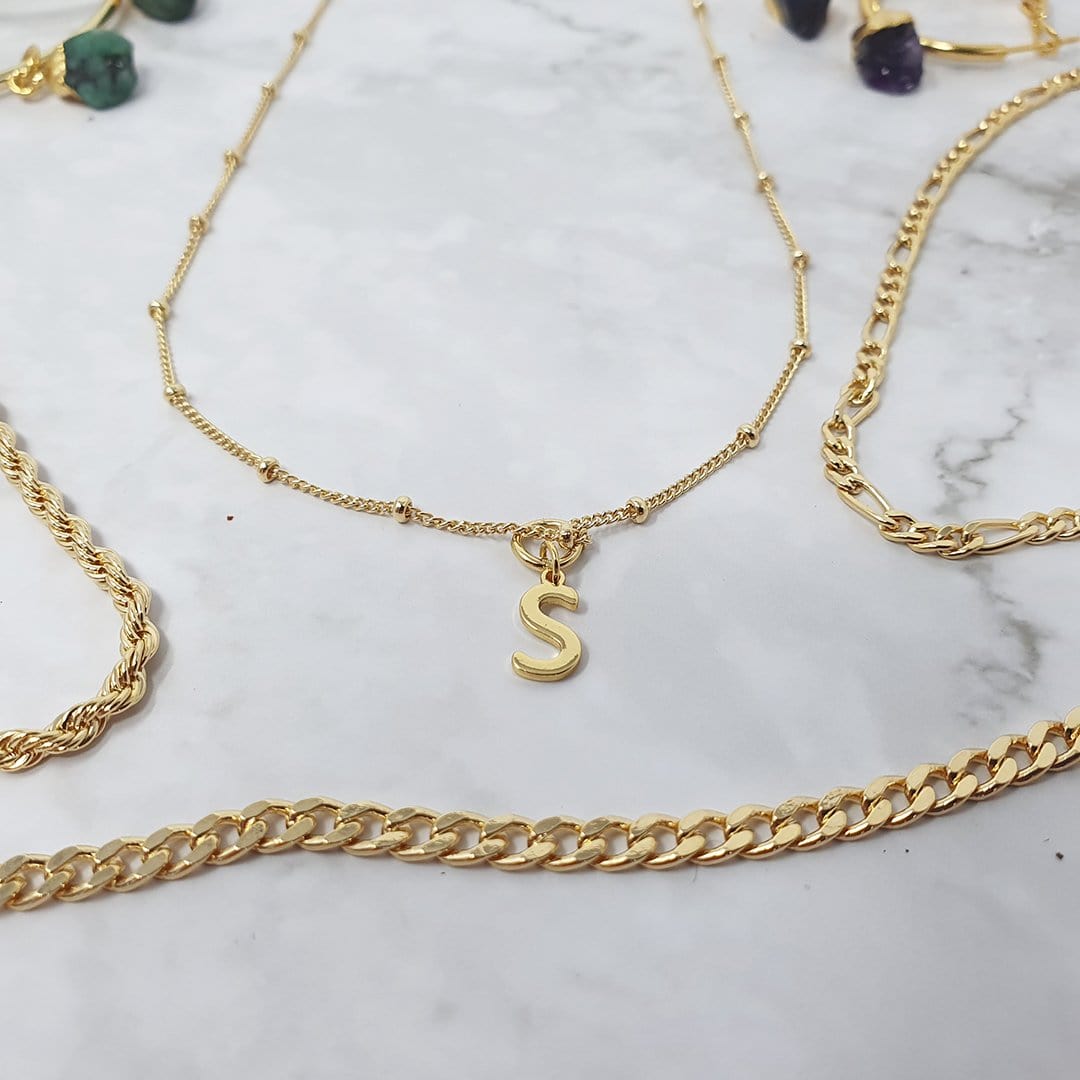 18k Gold Alpha Initial Pendant Charms - S