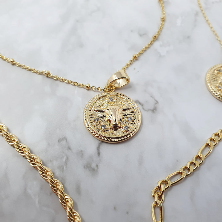 18k gold Taurus zodiac pendant charms