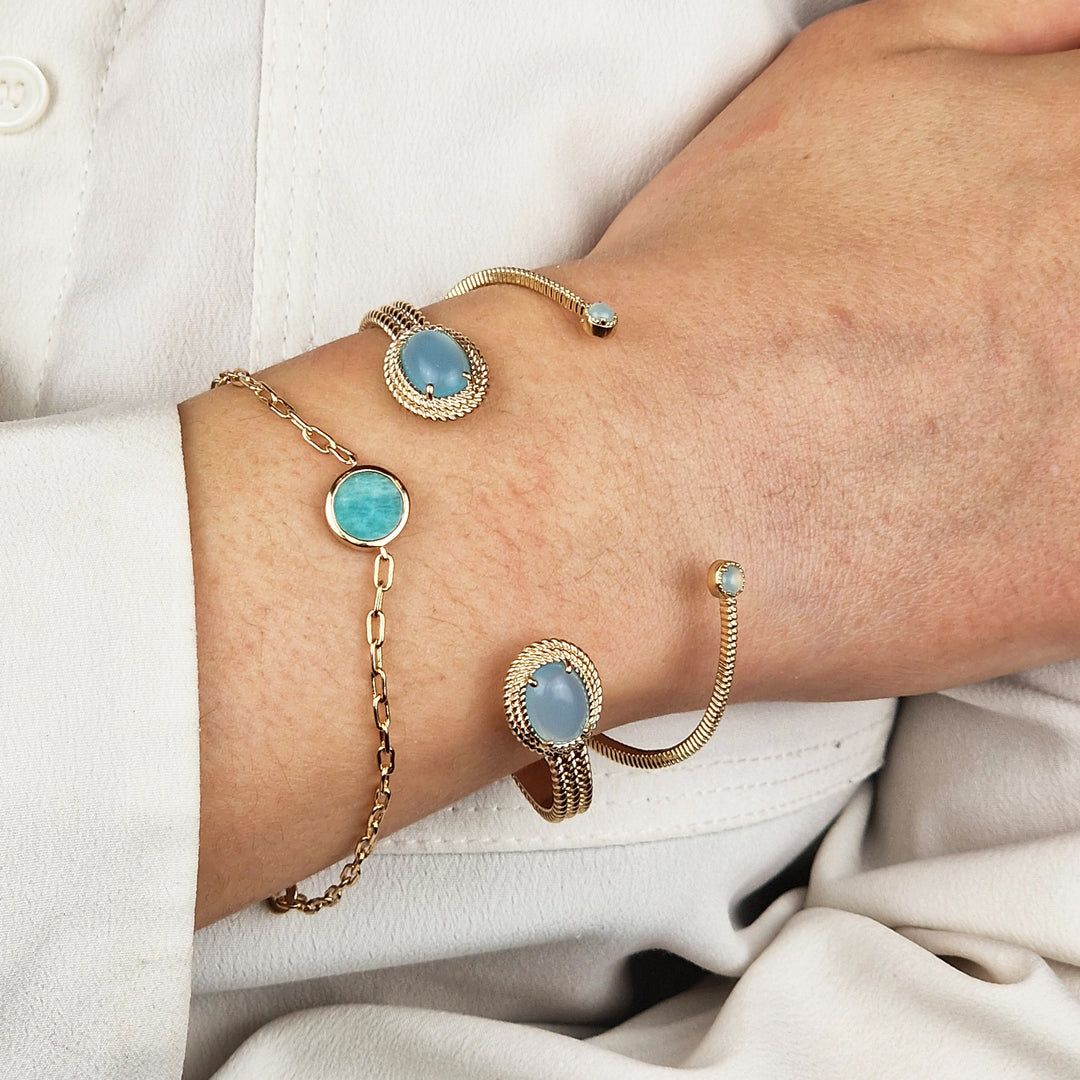 18ct Gold Vermeil Plated Round Amazonite Bracelet