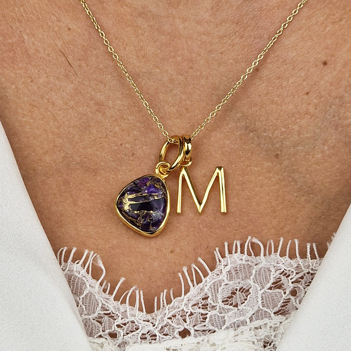 18ct Gold Vermeil Plated Amethyst Initial Necklace