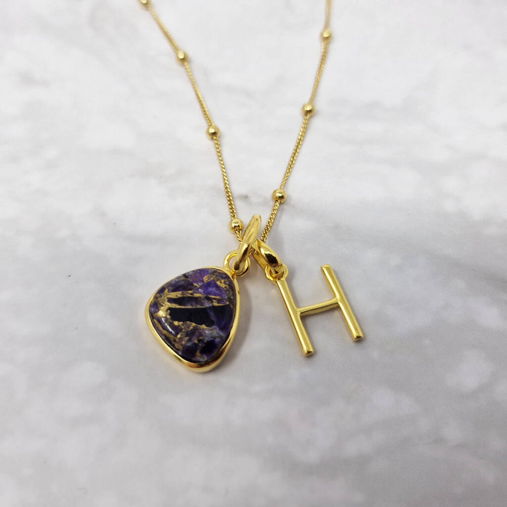18ct Gold Vermeil Plated Amethyst Initial Necklace