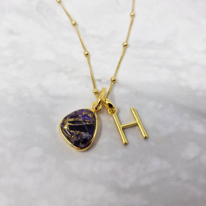 18ct Gold Vermeil Plated Amethyst Initial Necklace
