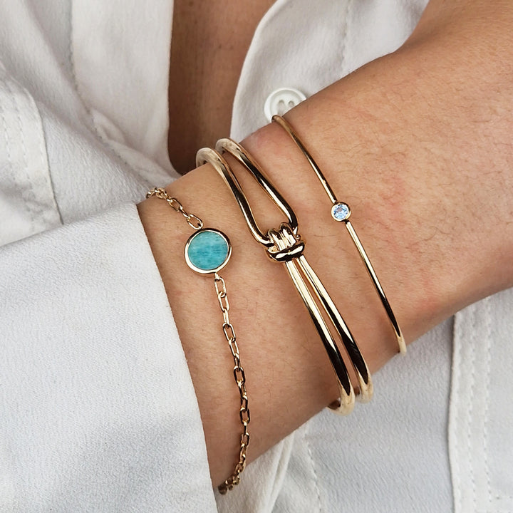 18ct Gold Vermeil Plated Blue Topaz Gem Bangle