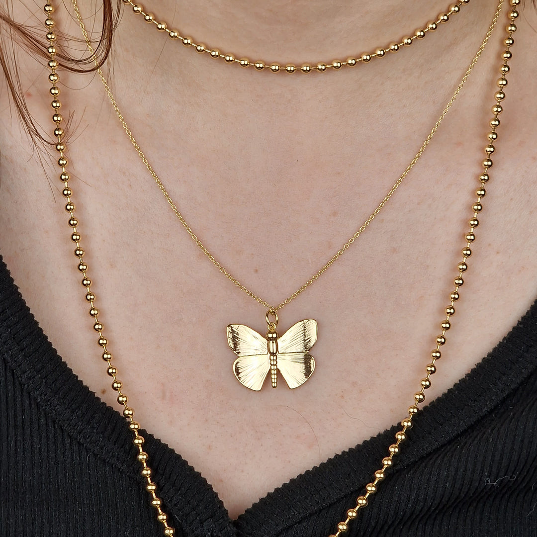 18ct Gold Plated Dainty Butterfly Charm Necklace