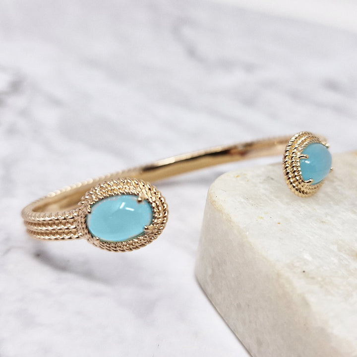 18ct Gold Vermeil Plated Blue Agate Bangle