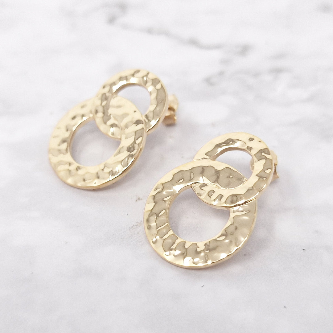 18ct Gold Plated Double Hoop Drop Earrings