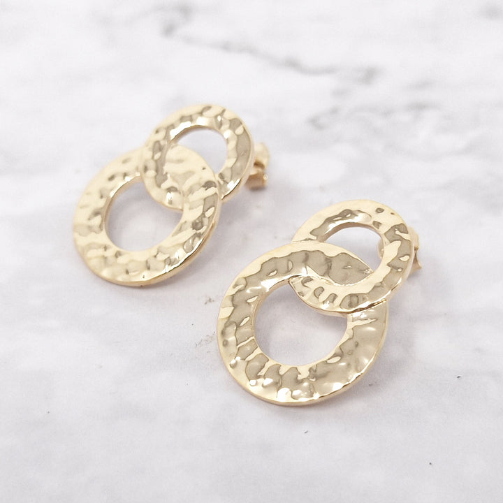 18ct Gold Plated Double Hoop Drop Earrings