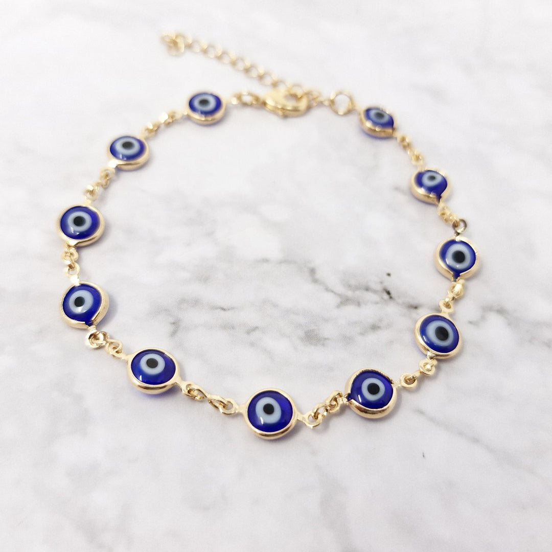 18ct Gold Plated Evil Eye Charm Bracelet