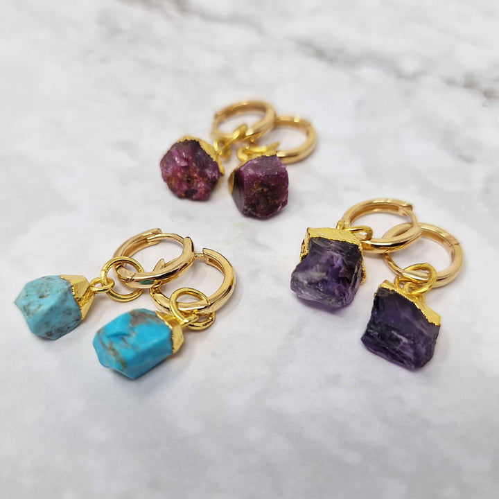 18ct Gold Vermeil Plated Birthstone Huggie Hoop Earrings