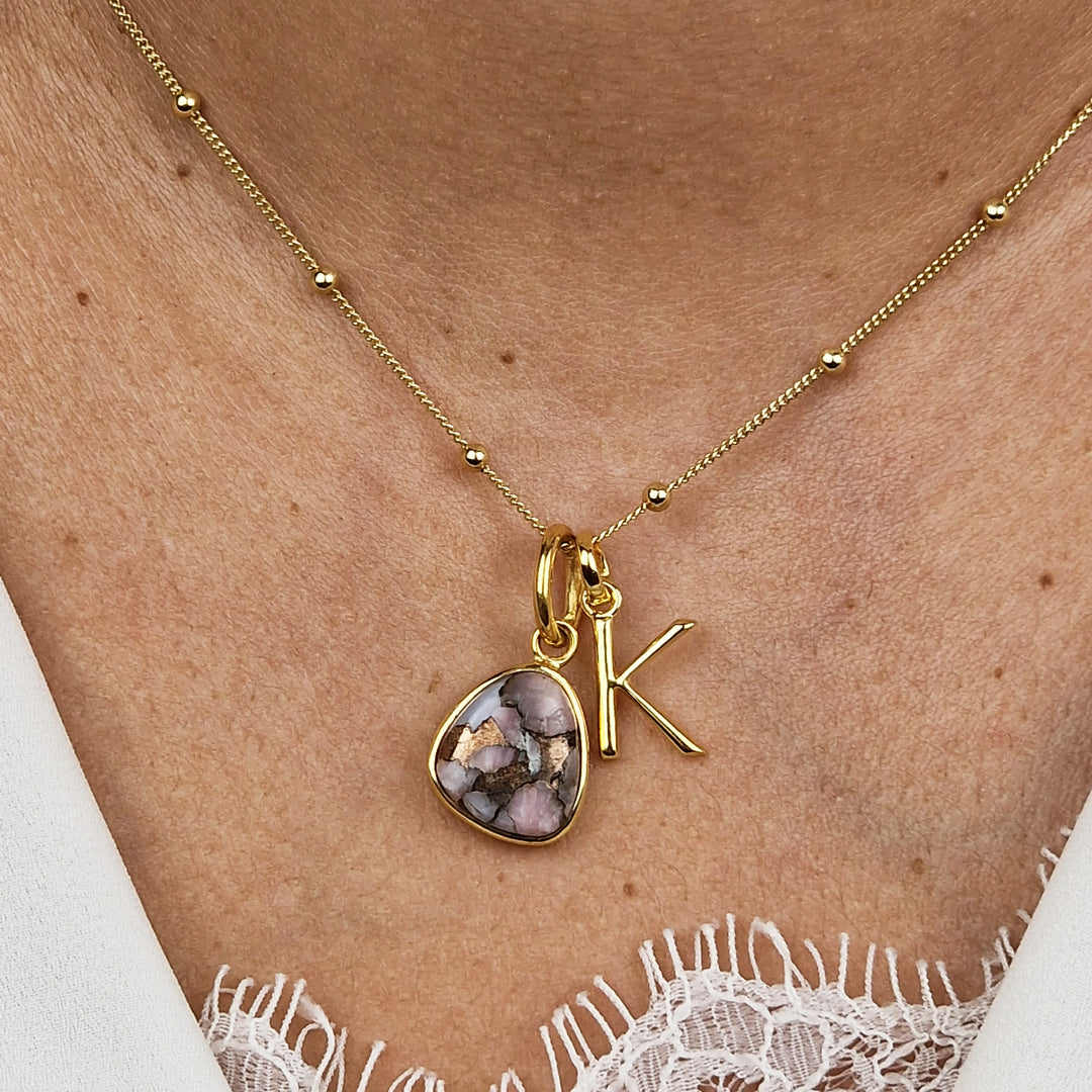 18ct Gold Vermeil Plated Opal Initial Necklace