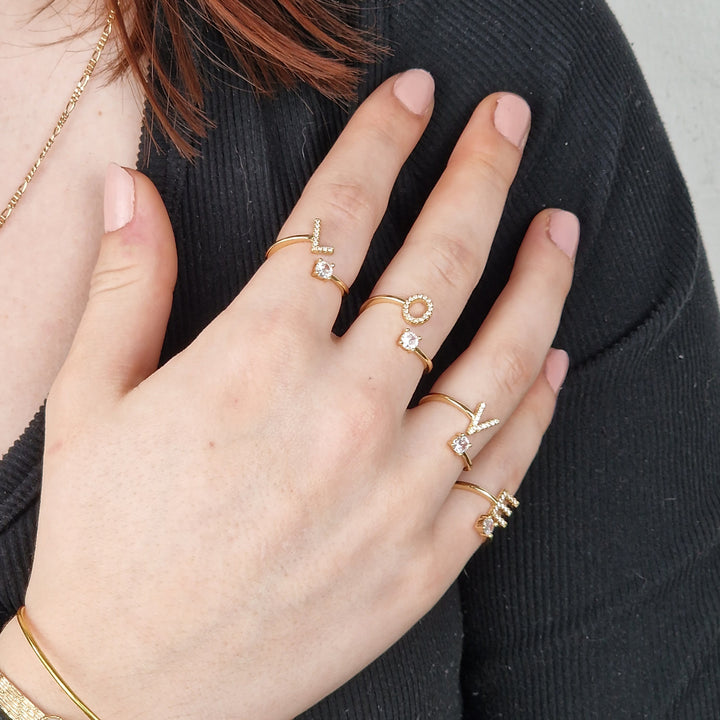 18ct Gold Plated Adjustable Personalised Initial Ring