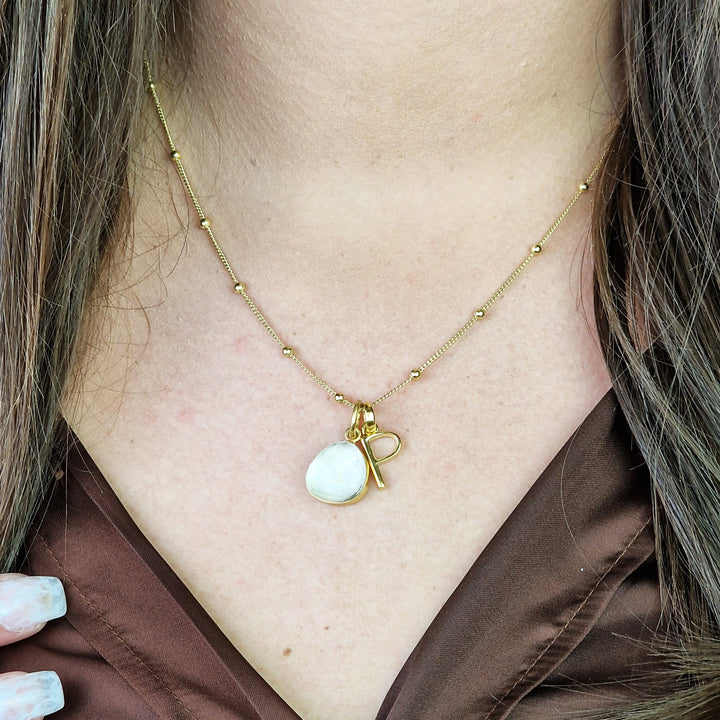 18ct Gold Plated White Topaz April Birthstone Necklace