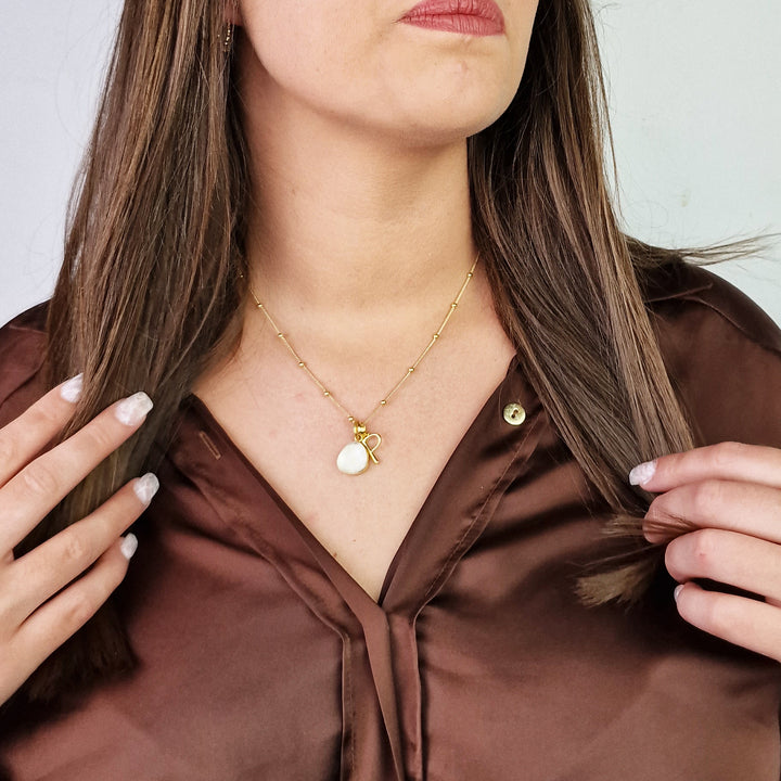 18ct Gold Plated White Topaz April Birthstone Necklace