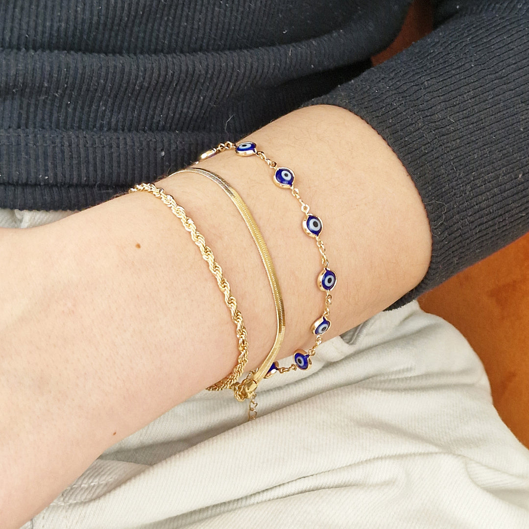 18ct Gold Plated Evil Eye Charm Bracelet