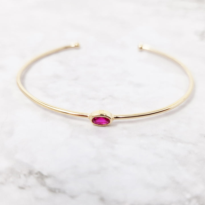 18ct Gold Vermeil Plated Ruby July Birthstone Bangle