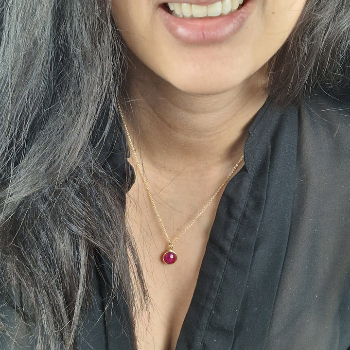 18ct Gold Vermeil Plated Round Ruby Necklace