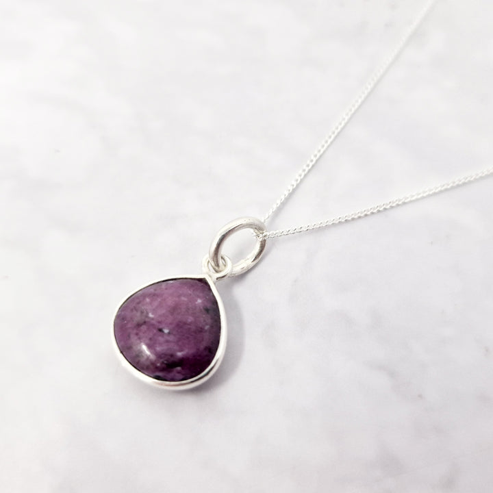 Ruby July Birthstone Sterling Silver Necklace