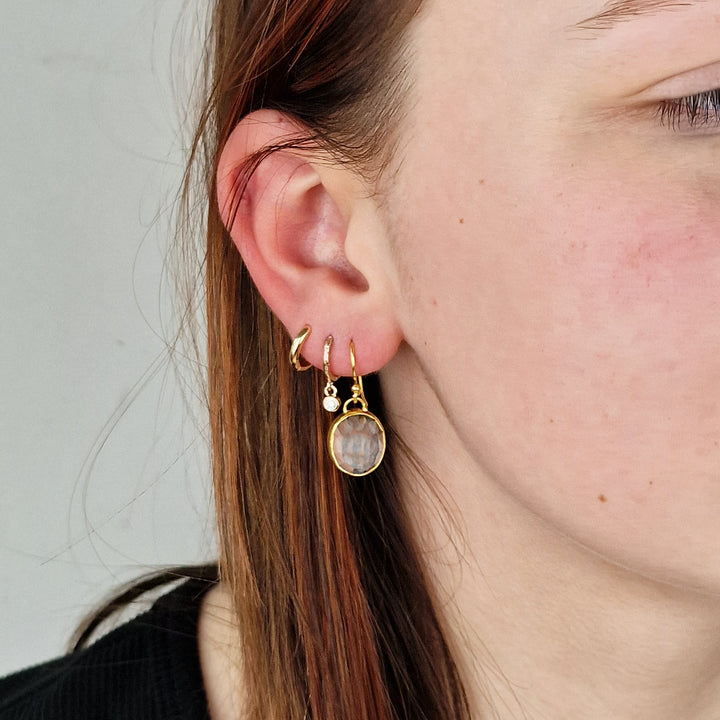 18ct Gold Plated White Topaz Wire Drop Earrings