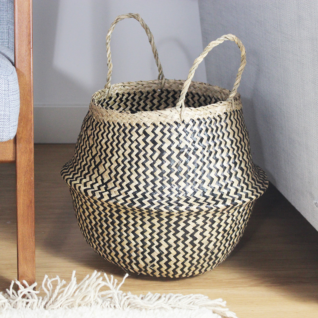 handmade seagrass belly basket storage rattan