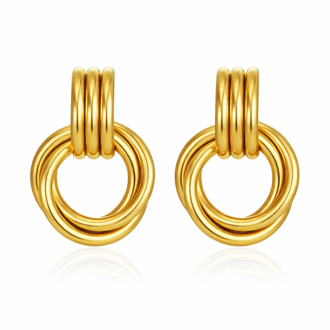 Chunky Multi Knot Interlocking Hoop Stud Earrrings