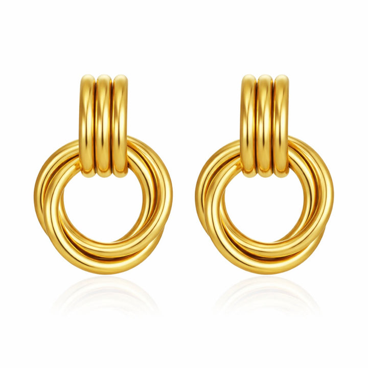 Chunky Multi Knot Interlocking Hoop Stud Earrrings