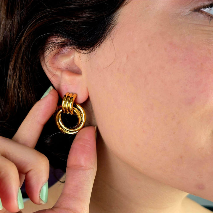 Chunky Multi Knot Interlocking Hoop Stud Earrrings