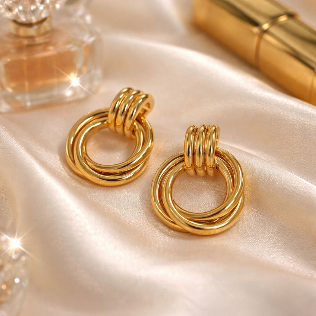 Chunky Multi Knot Interlocking Hoop Stud Earrrings