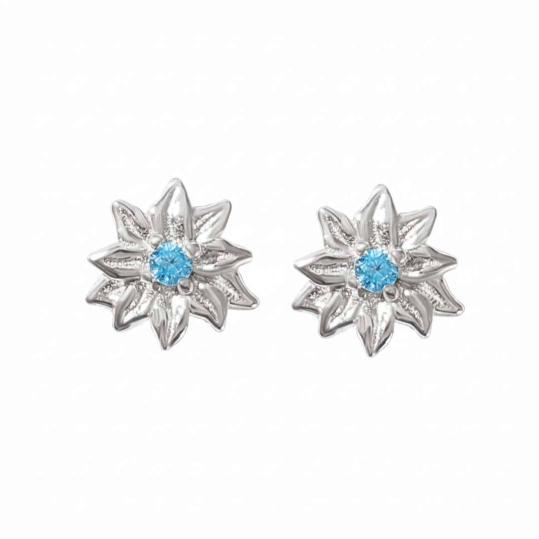 Turquoise December Birthstone Holly Birthflower Sterling Silver Stud Earrings