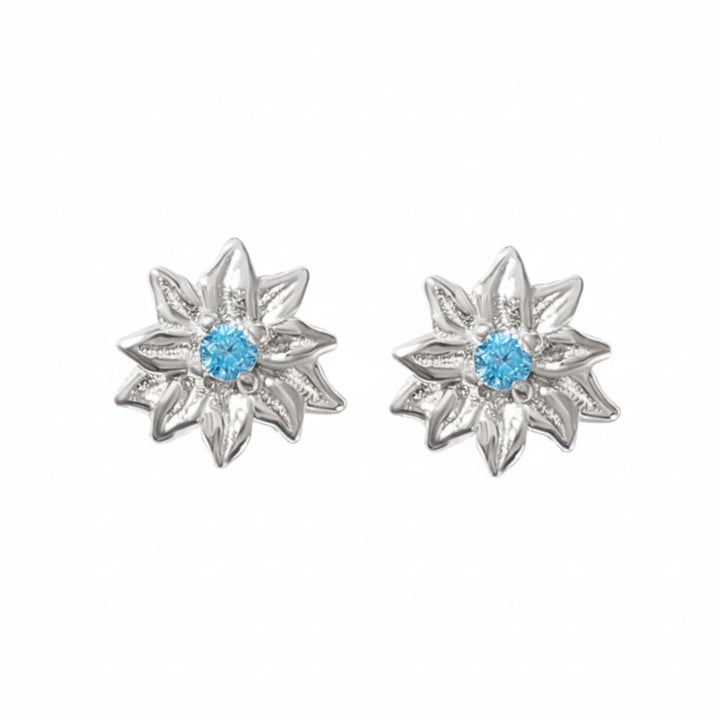 Turquoise December Birthstone Holly Birthflower Sterling Silver Stud Earrings