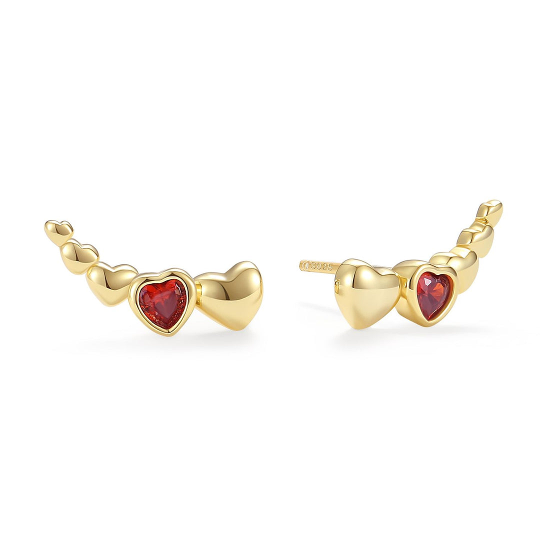Dainty Love Heart Gold Plated Stud Earrings