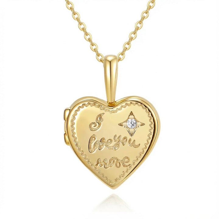 I Love You More Heart Charm Gold Plated Necklace