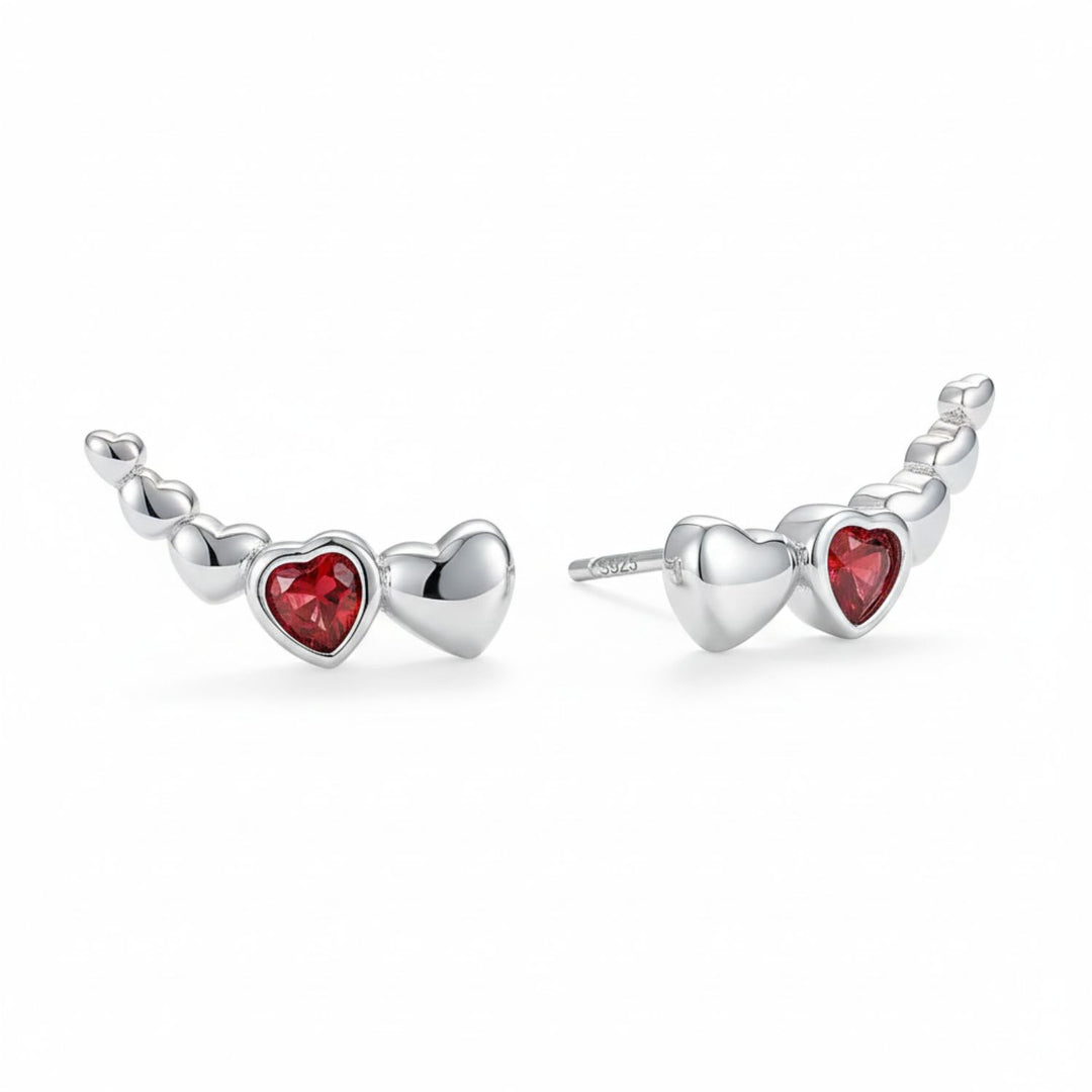 Dainty Love Heart Sterling Silver Stud Earrings