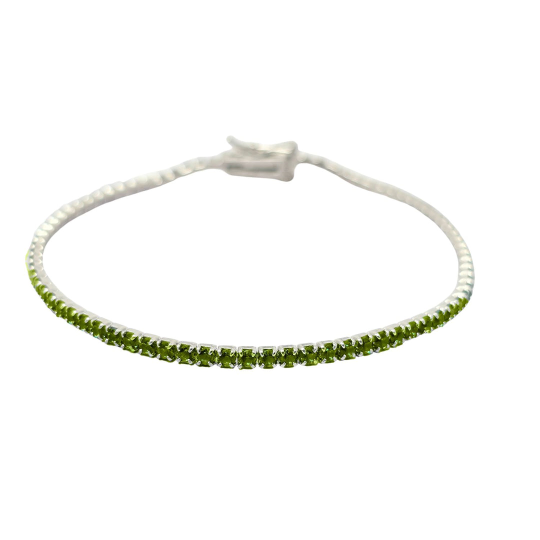 Peridot August Birthstone Sterling Silver Tennis Bracelet