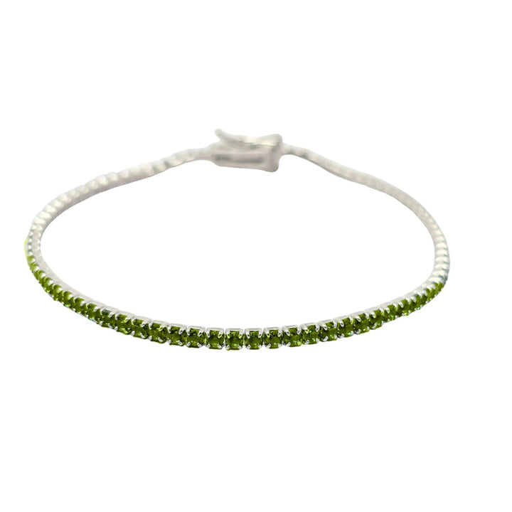 Peridot August Birthstone Sterling Silver Tennis Bracelet